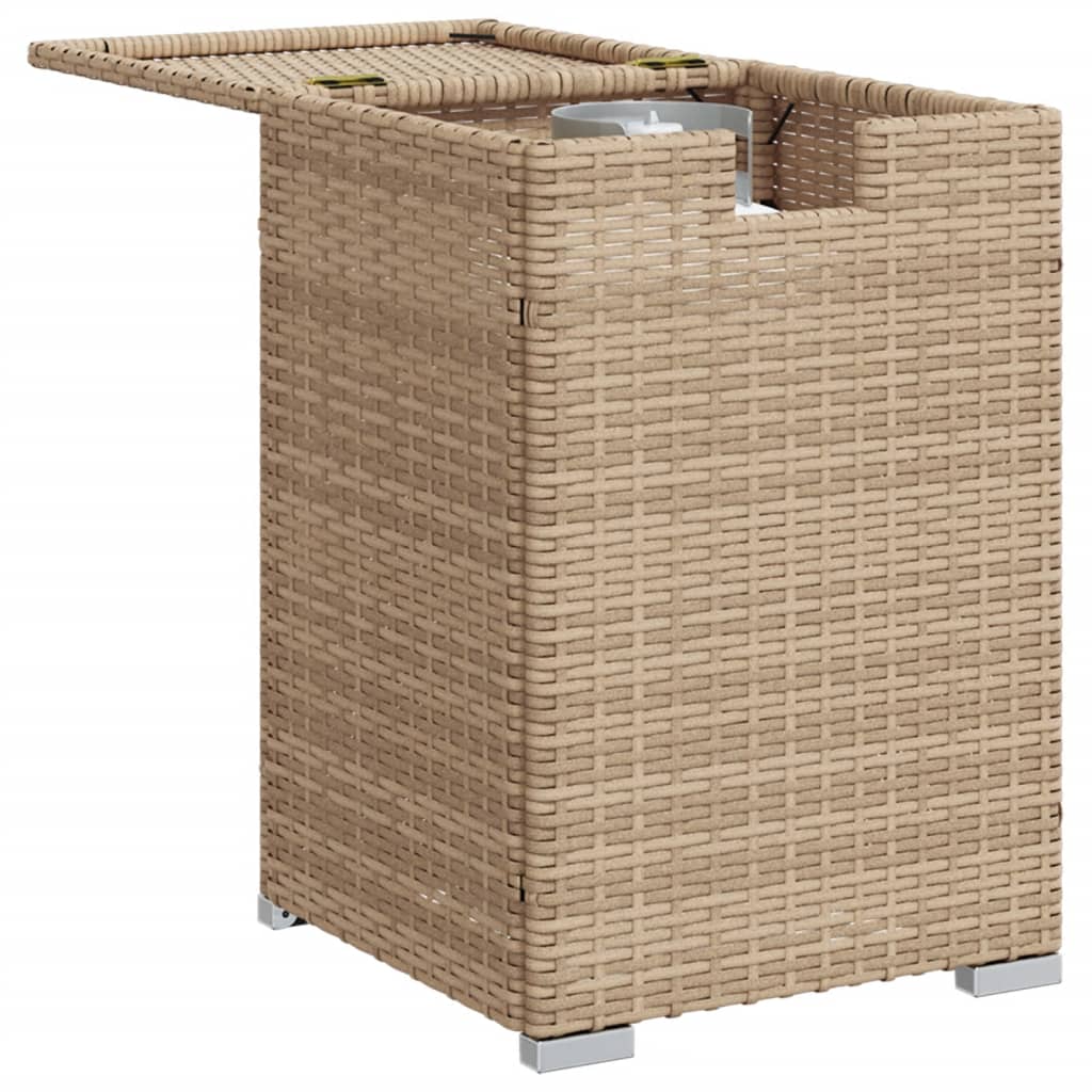 Pokrovni stol za spremnik propana bež 40x40x60 cm od poliratana
