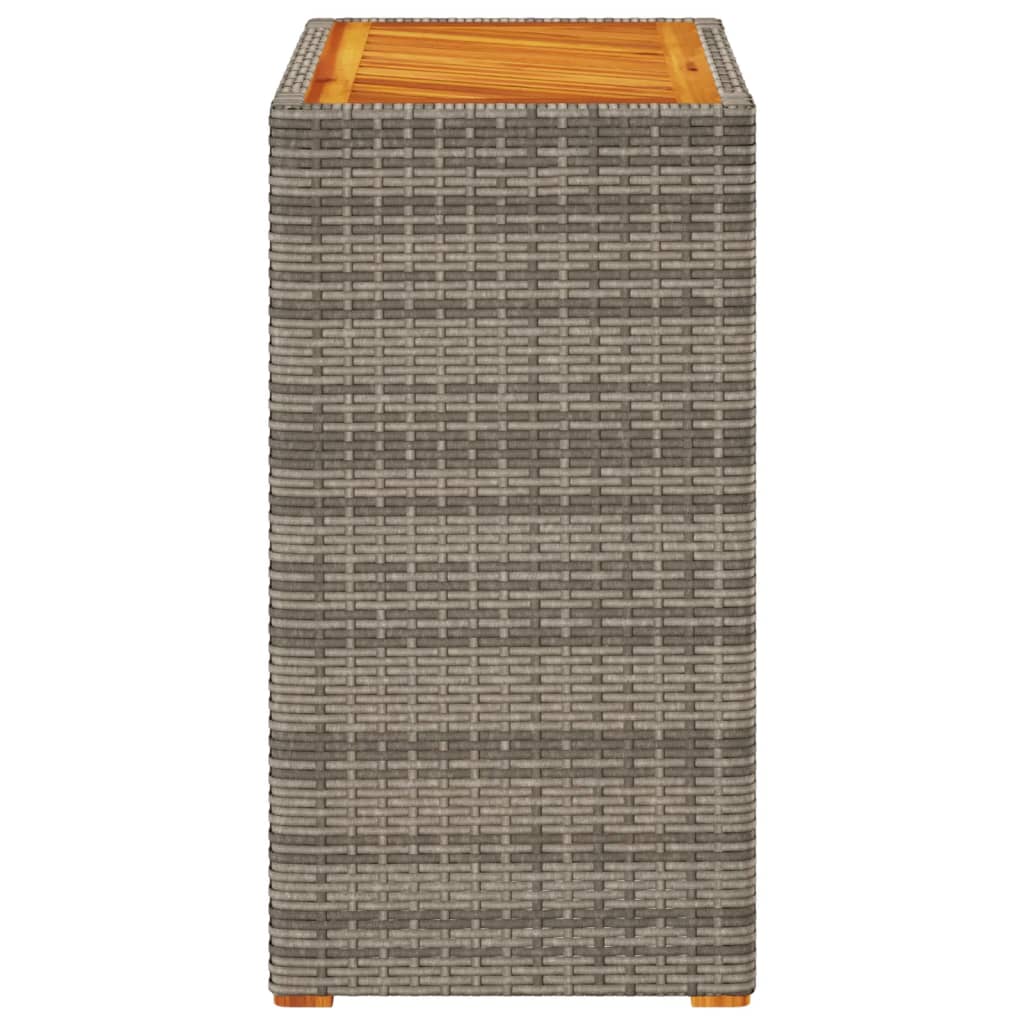 Vrtni bočni stolić s drvenom pločom sivi 60x40x75 cm poliratan