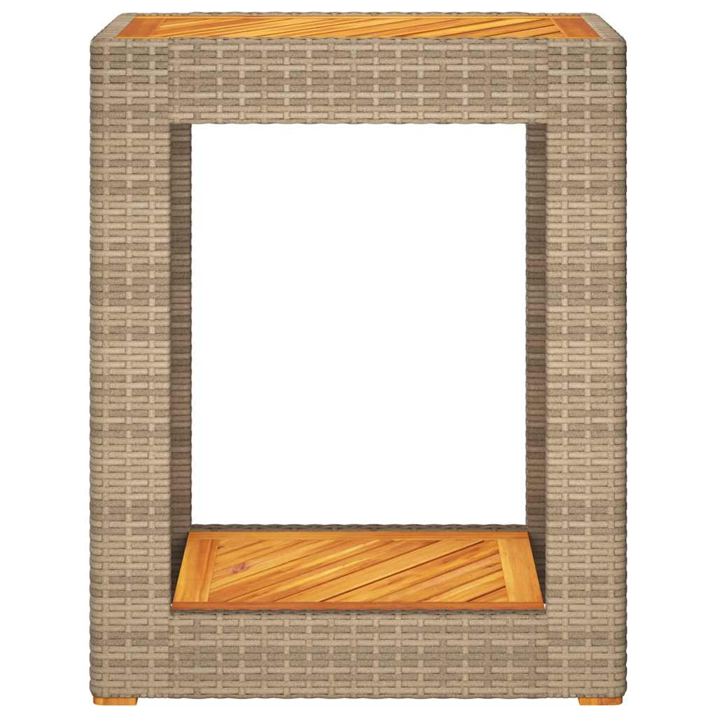 Vrtni bočni stolić s drvenom pločom bež 60x40x75 cm poliratan