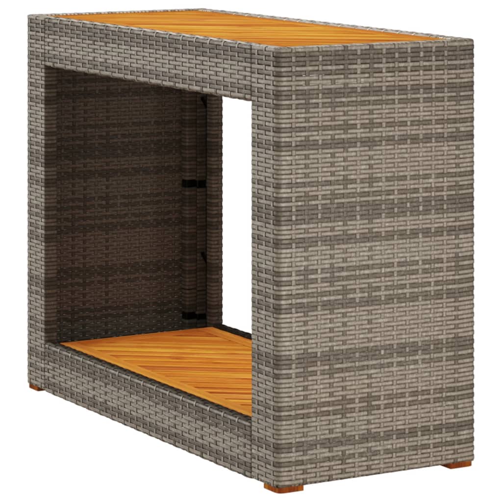 Vrtni bočni stolić s drvenom pločom sivi 100x40x75 cm poliratan