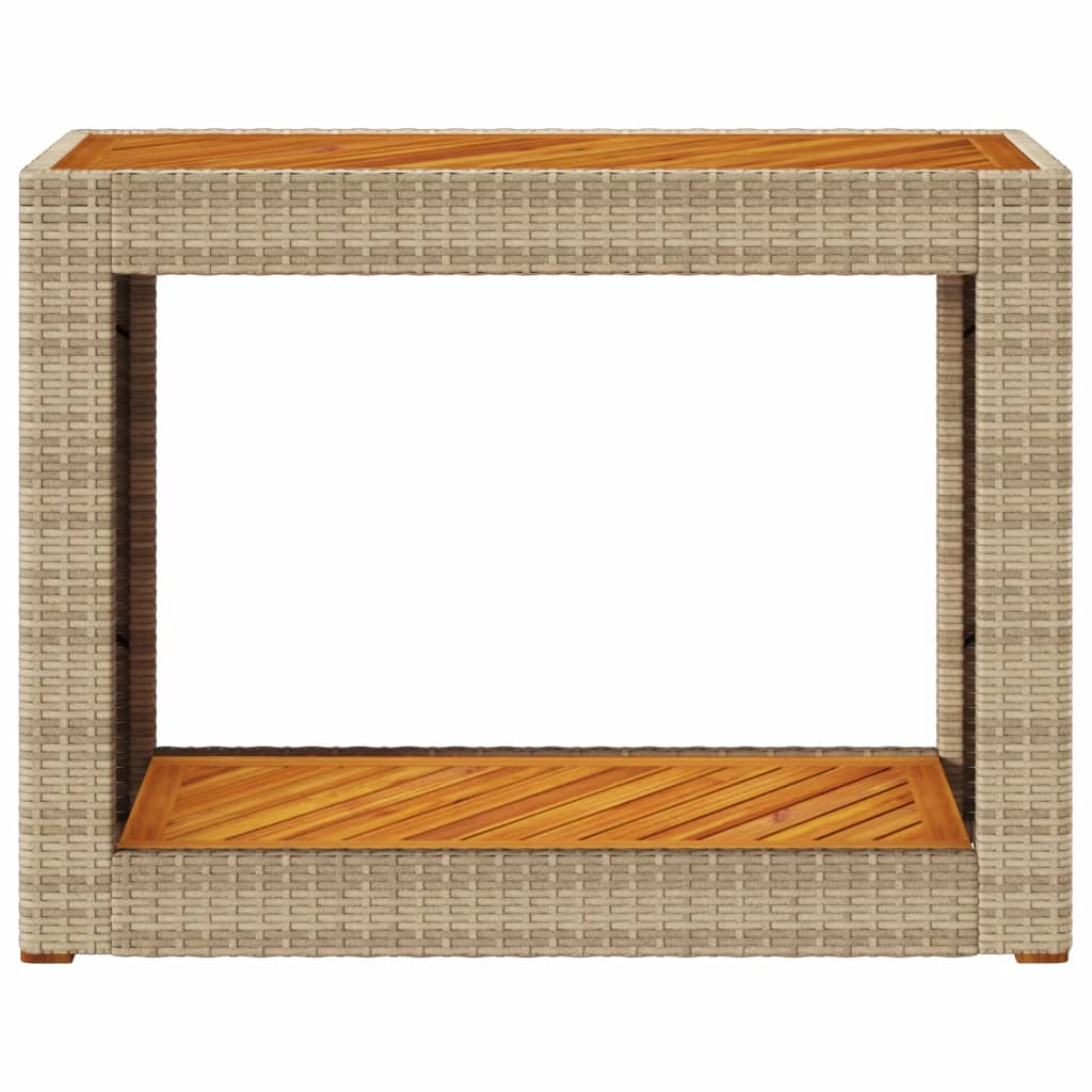 Vrtni bočni stolić s drvenom pločom bež 100x40x75 cm poliratan