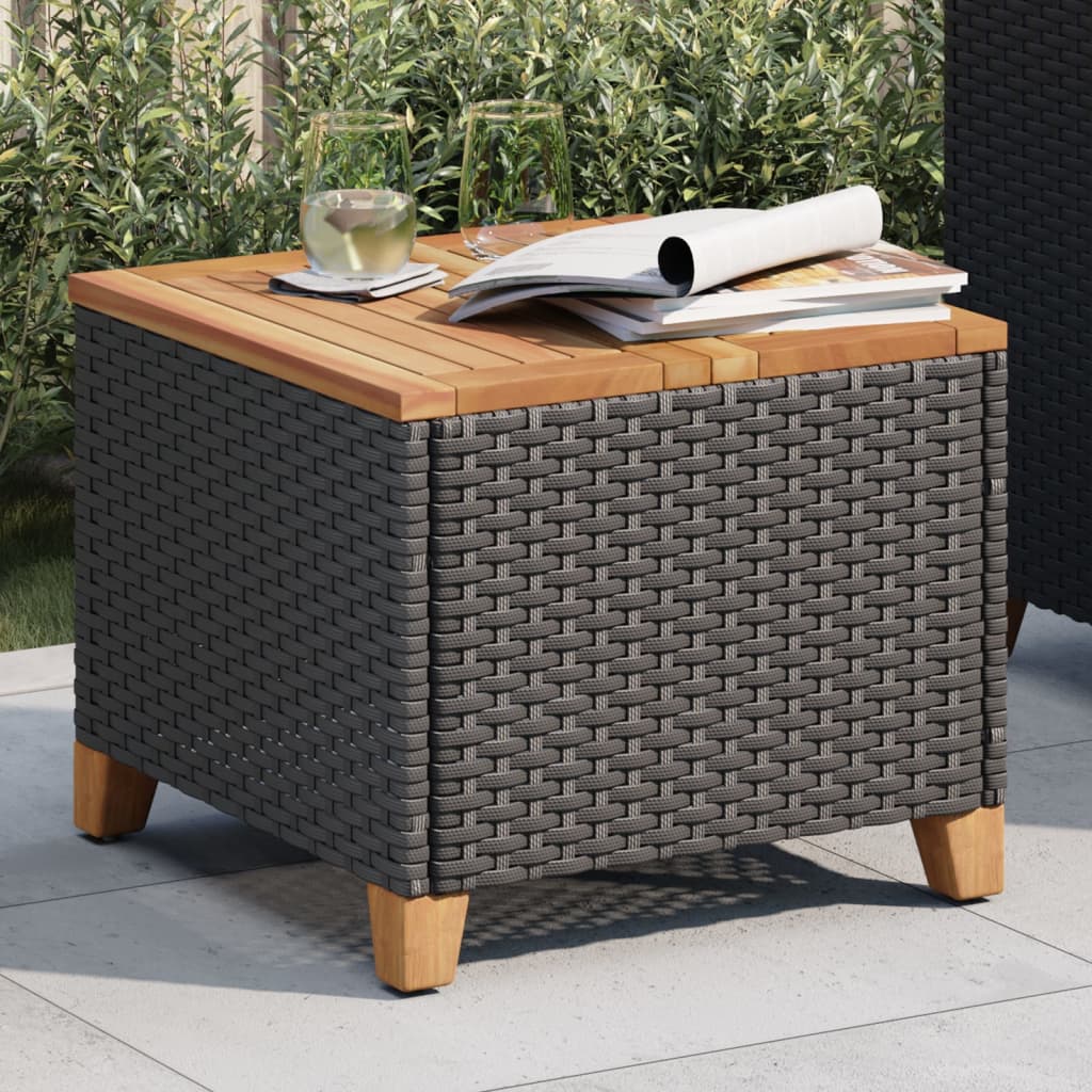 Vrtni stol crni 45 x 45 x 37 cm od poliratana i bagremovog drva