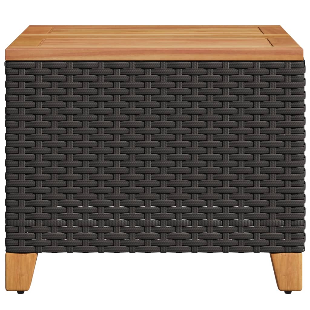 Vrtni stol crni 45 x 45 x 37 cm od poliratana i bagremovog drva