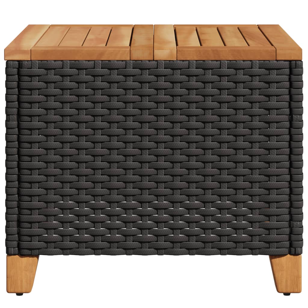 Vrtni stol crni 45 x 45 x 37 cm od poliratana i bagremovog drva