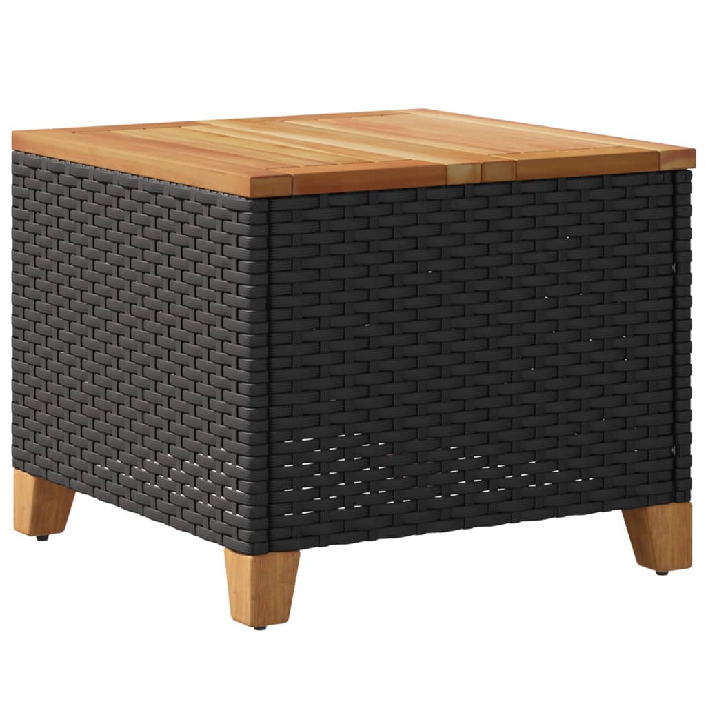 Vrtni stol crni 45 x 45 x 37 cm od poliratana i bagremovog drva