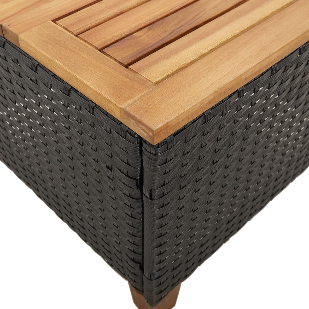 Vrtni stol crni 45 x 45 x 37 cm od poliratana i bagremovog drva