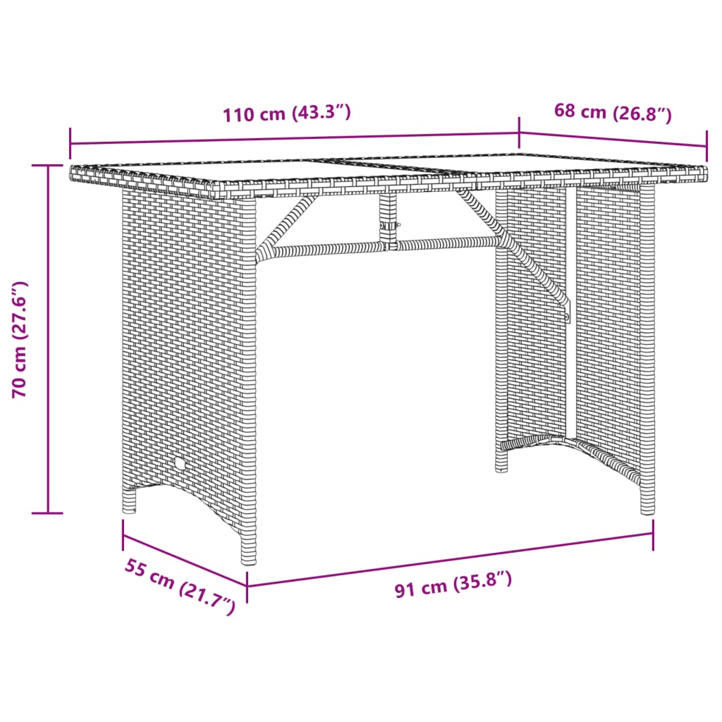 Vrtni stol s drvenom pločom sivi 110 x 68 x 70 cm od poliratana