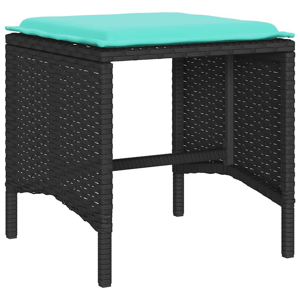 4-dijelni set vrtnih sofa od poliratana s jastucima crni