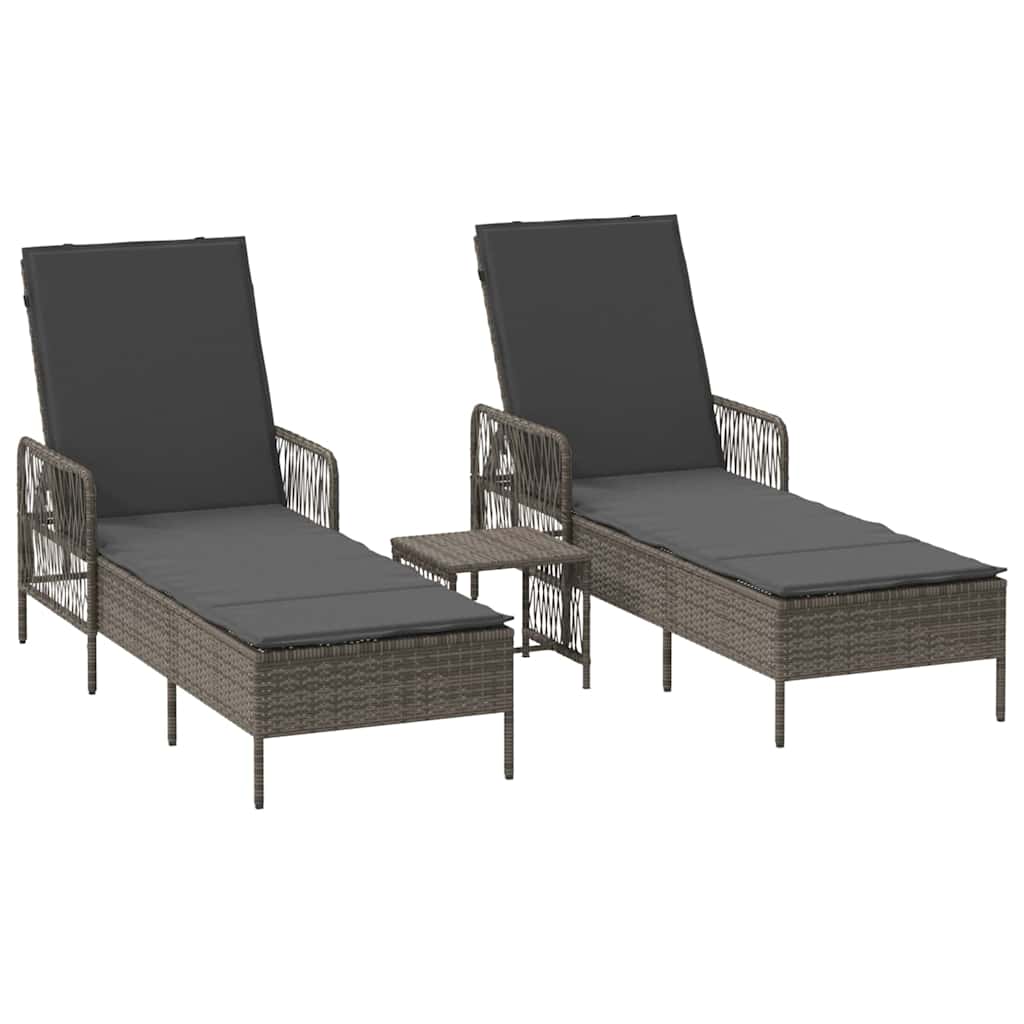 Ležaljka 3 pcs Siva i tamno siva 55 x 200 x 92 cm poliratan
