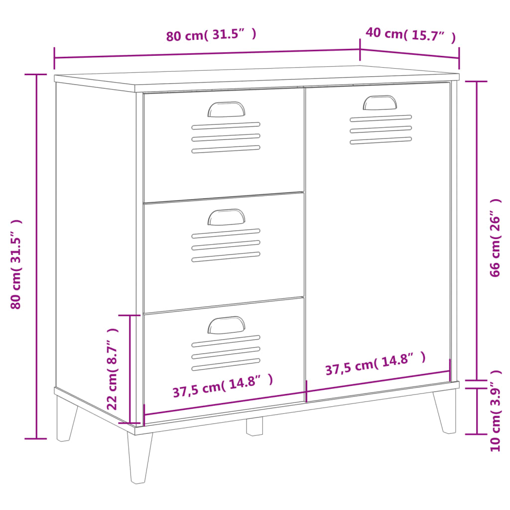 Komoda VIKEN bijela 80 x 40 x 80 cm od konstruiranog drva