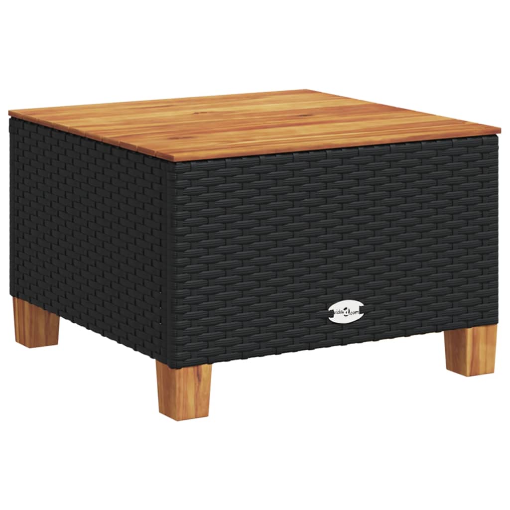 Vrtni stol crni 55 x 55 x 36 cm od poliratana i bagremovog drva