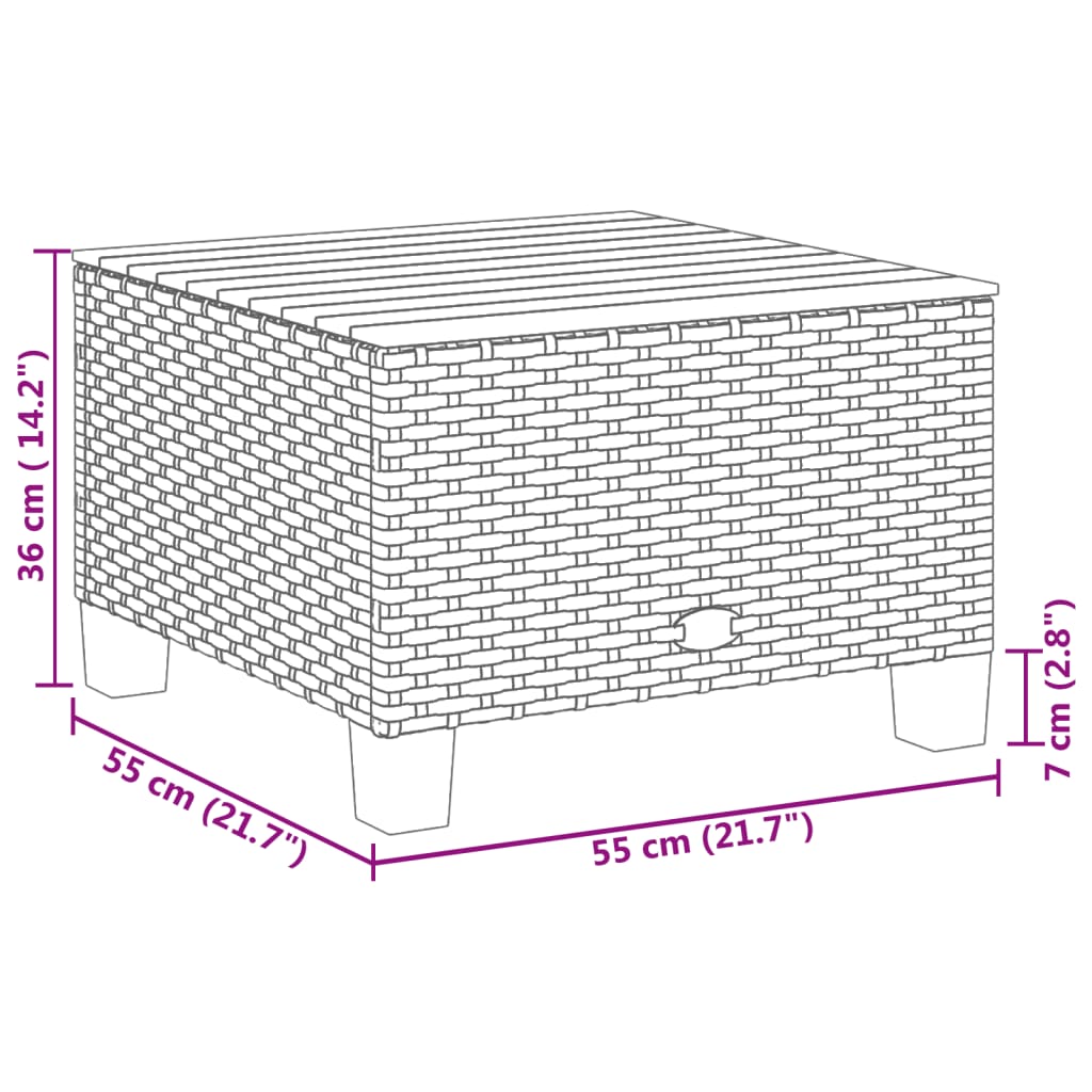 Vrtni stol crni 55 x 55 x 36 cm od poliratana i bagremovog drva