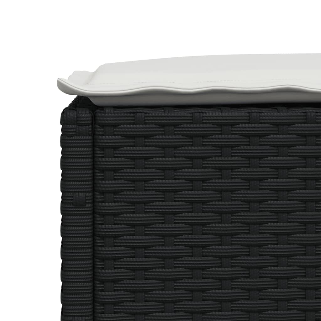 Vrtni tabure s jastukom crni 63,5x56x32 cm od poliratana