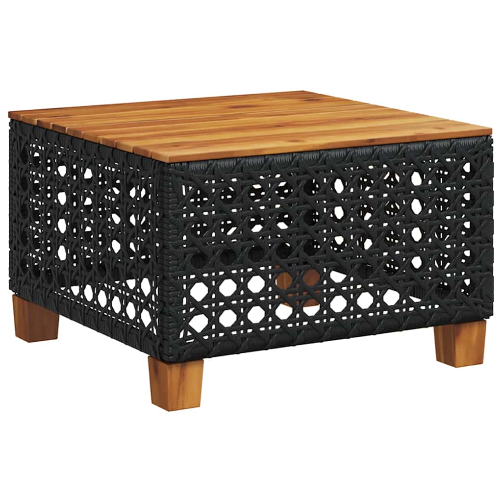 Vrtni stol crni 55 x 55 x 36 cm od poliratana i bagremovog drva