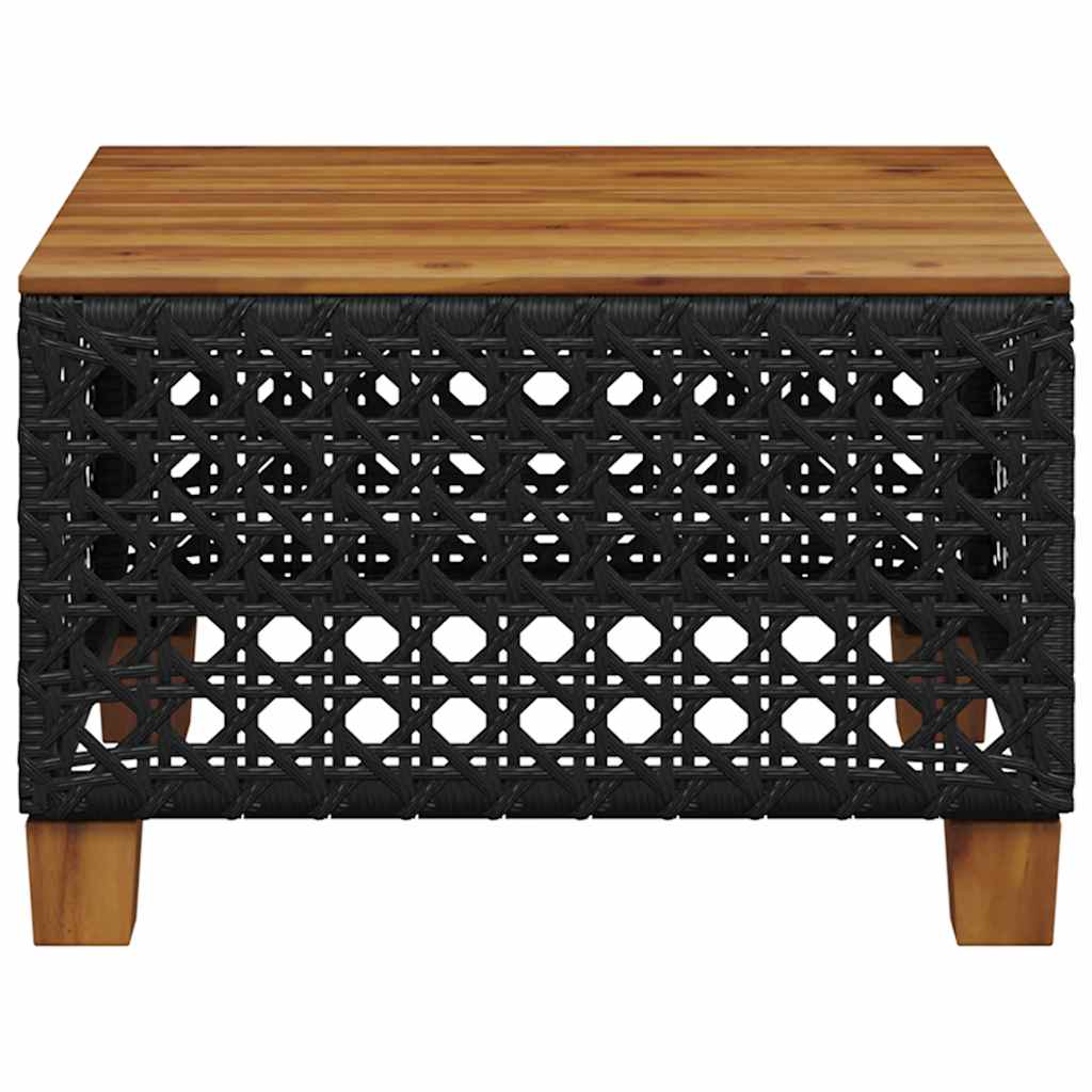 Vrtni stol crni 55 x 55 x 36 cm od poliratana i bagremovog drva