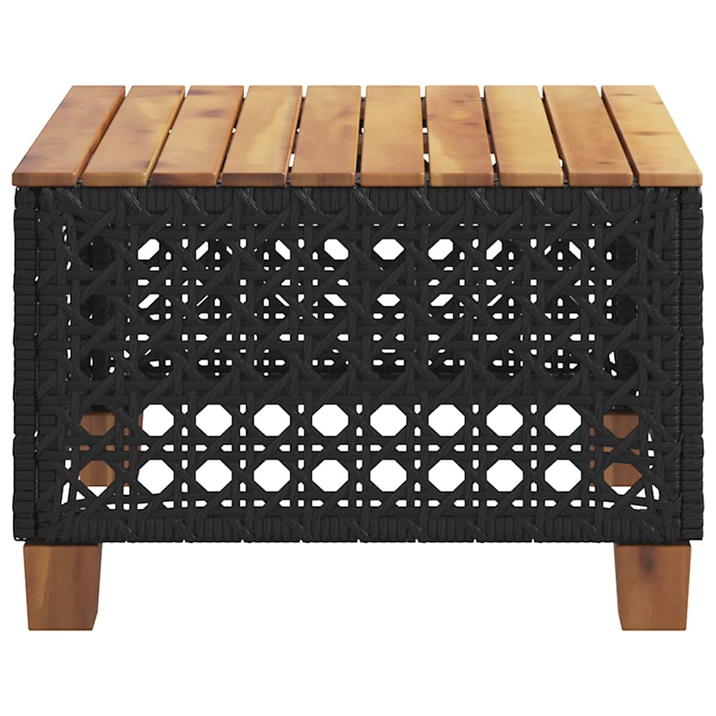 Vrtni stol crni 55 x 55 x 36 cm od poliratana i bagremovog drva