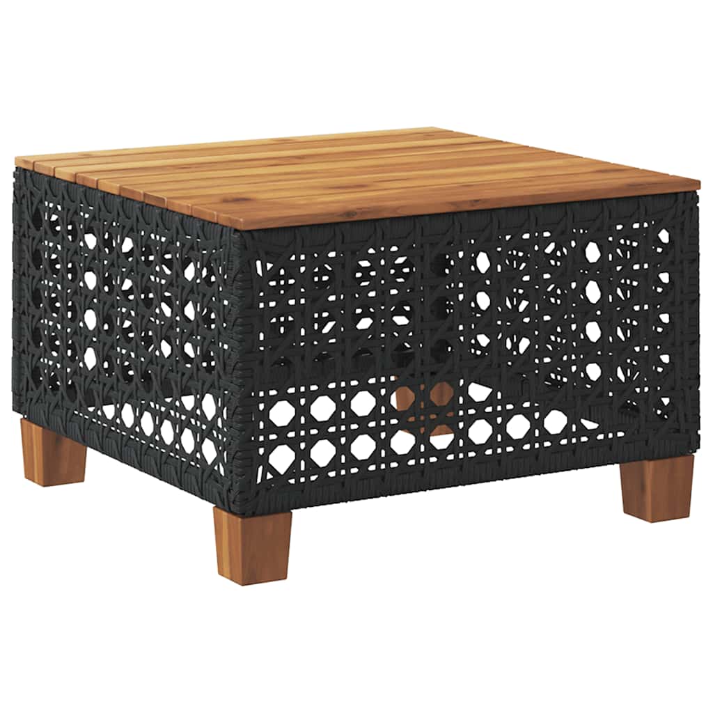 Vrtni stol crni 55 x 55 x 36 cm od poliratana i bagremovog drva