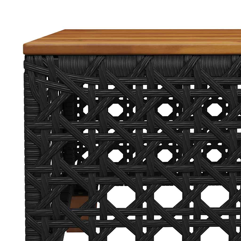 Vrtni stol crni 55 x 55 x 36 cm od poliratana i bagremovog drva