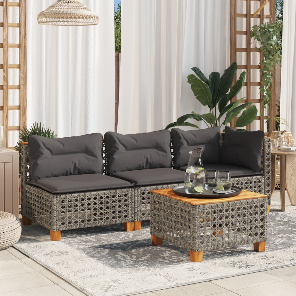 Vrtni stol sivi 55 x 55 x 36 cm od poliratana i bagremovog drva