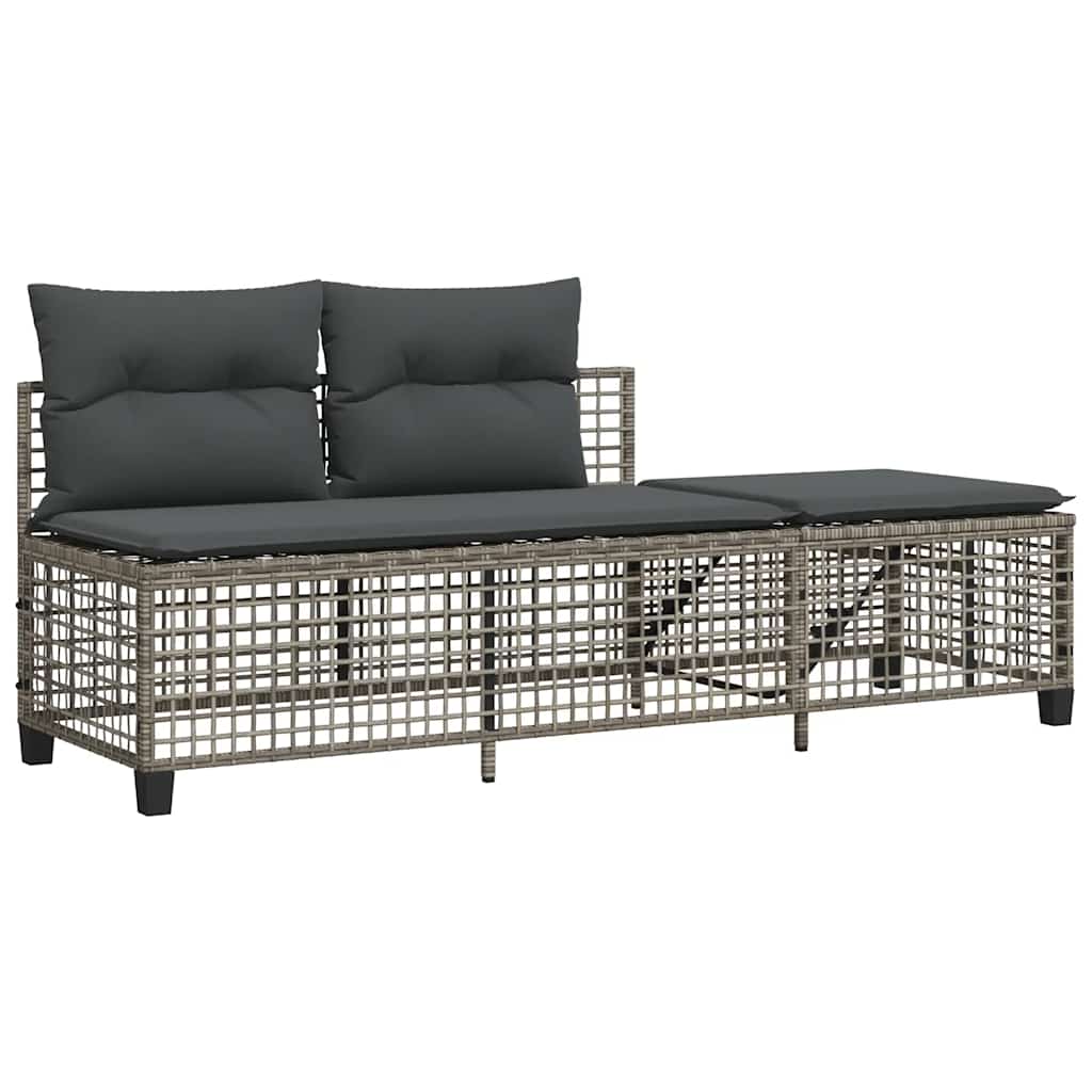 3-dijelni set kutne vrtnih sofa s jastucima sivi od poliratana