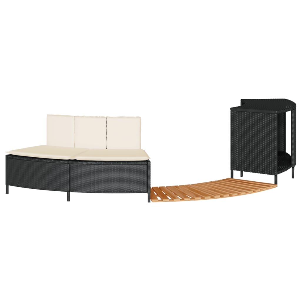 Okvir za hidromasažnu kadu crni od poliratana i bagremovog drva
