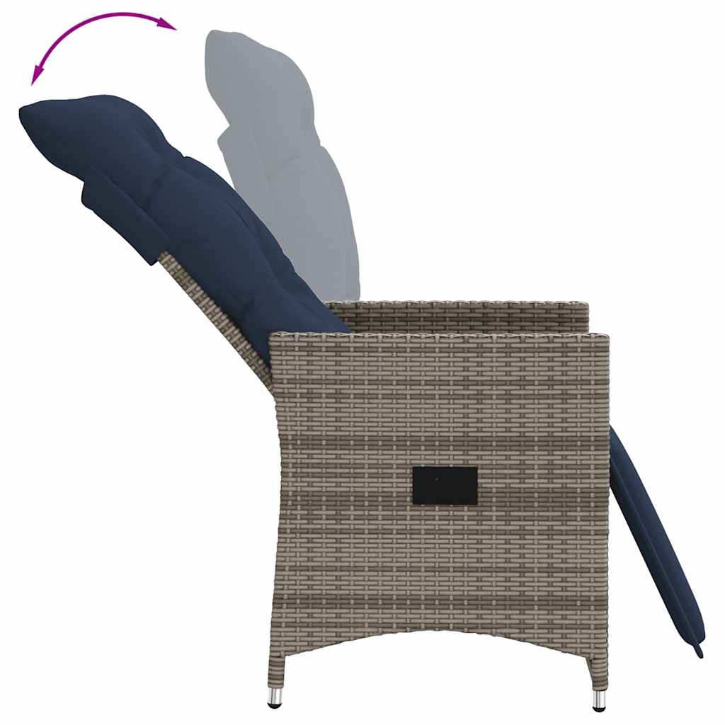 Bistro set od 3 komada s jastucima, sivi poliratan