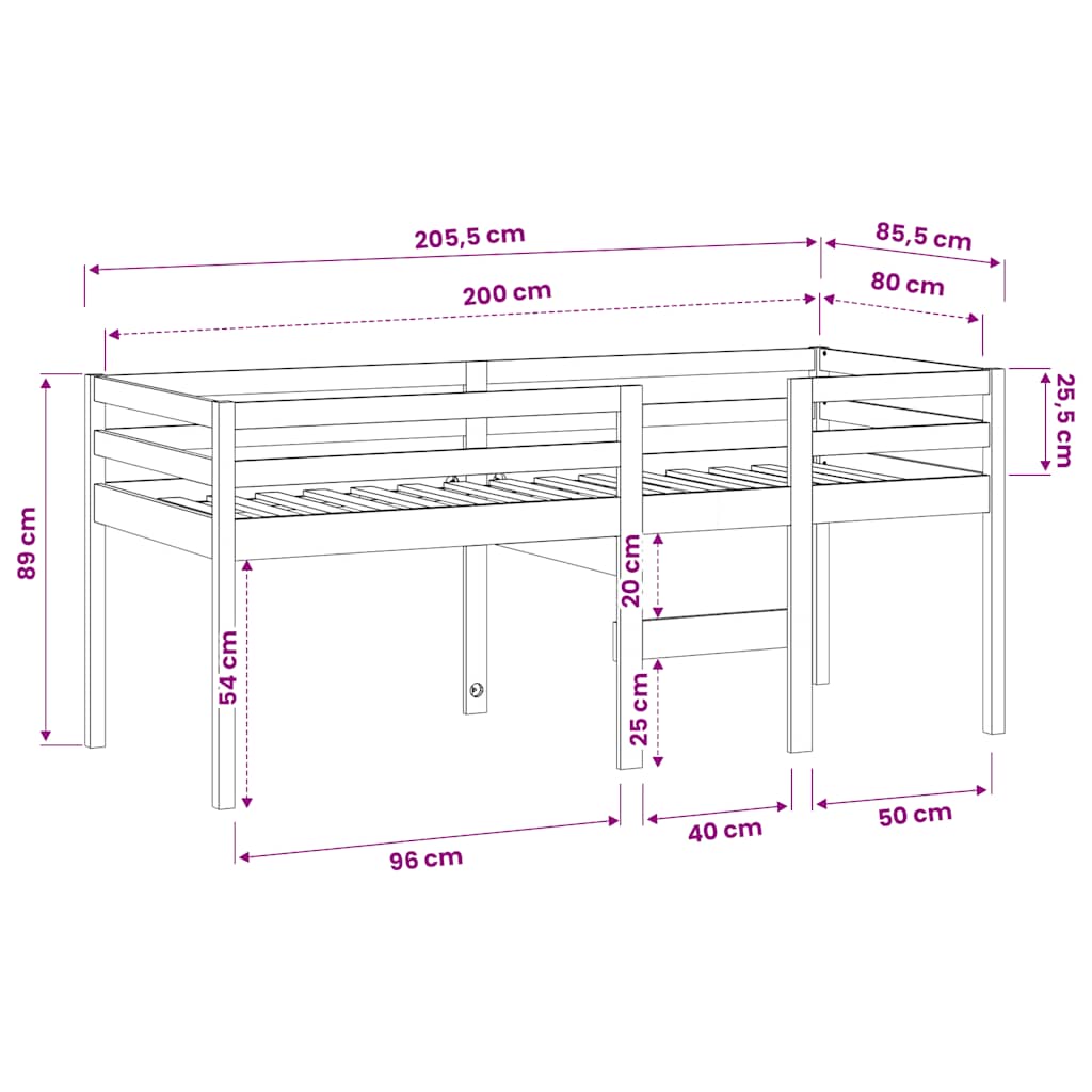 Visoki krevet voštano smeđi 80x200 cm od masivne borovine