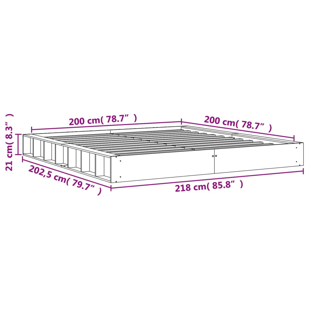 Okvir kreveta bez madraca voštano smeđi 200x200 cm od borovine