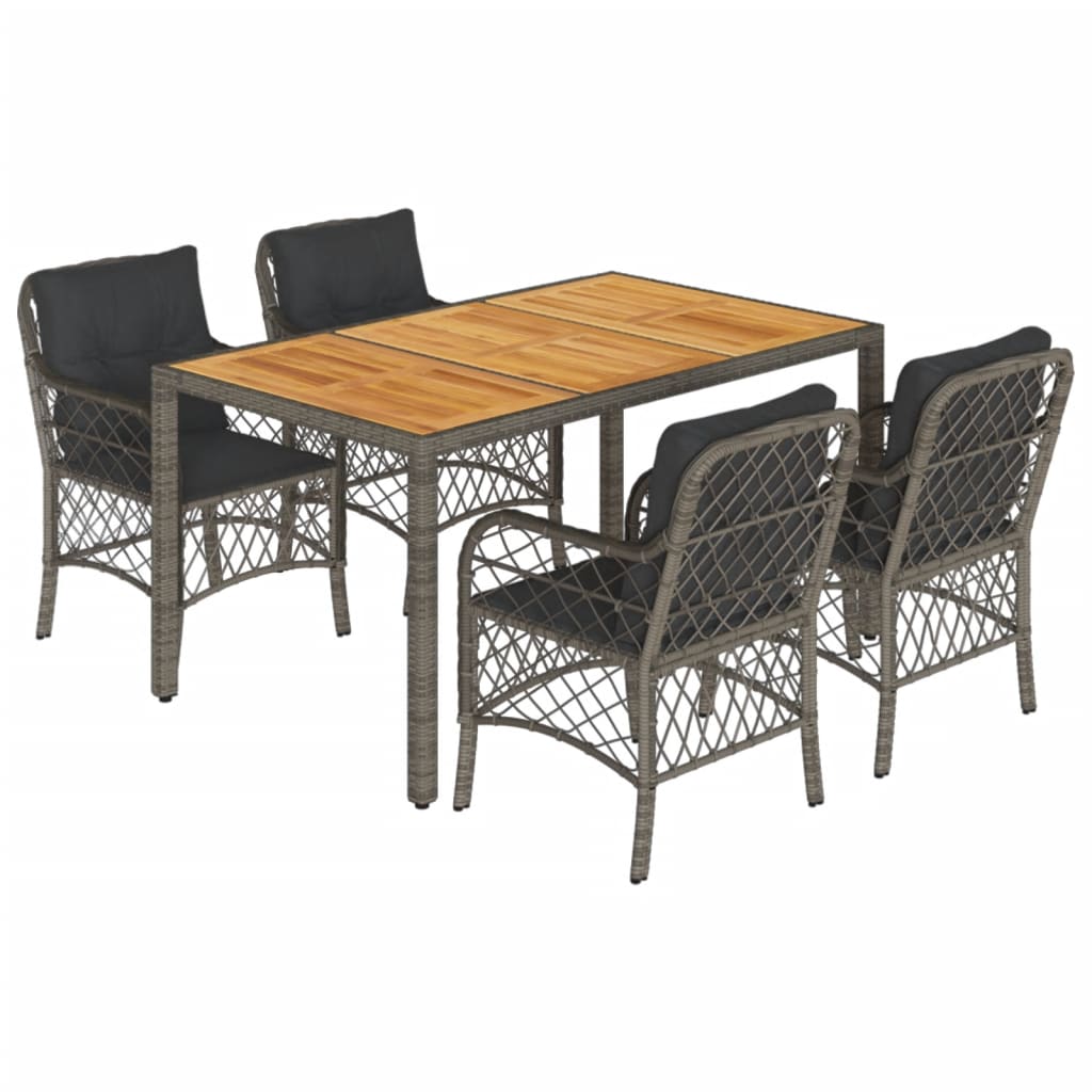 5-dijelni vrtni blagovaonski set sivi od poliratana Siva 150 cm table length