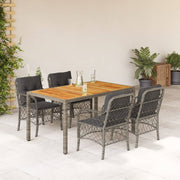5-dijelni vrtni blagovaonski set sivi od poliratana Siva 150 cm table length