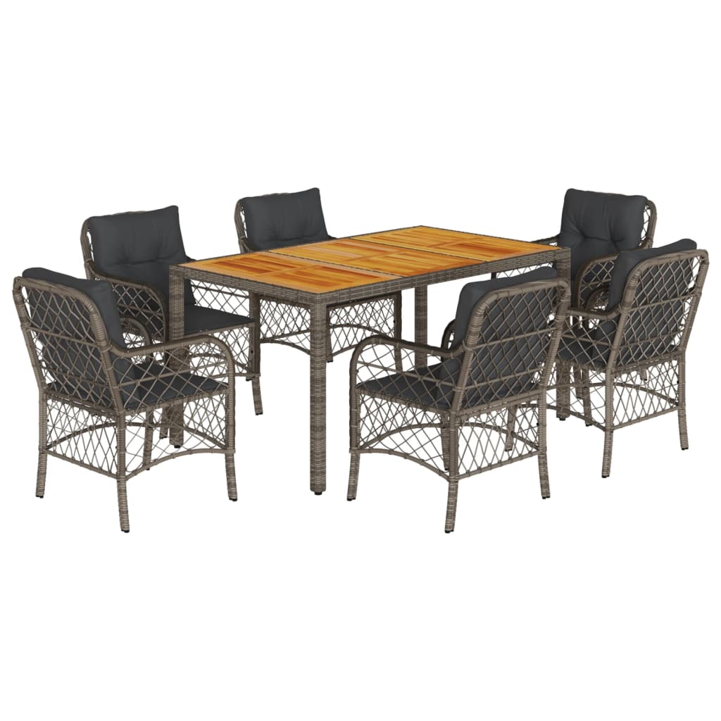 7-dijelni vrtni blagovaonski set sivi od poliratana Siva 150 cm table length