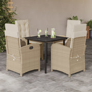 5-dijelni vrtni blagovaonski set od poliratana s jastucima bež 80 cm table length