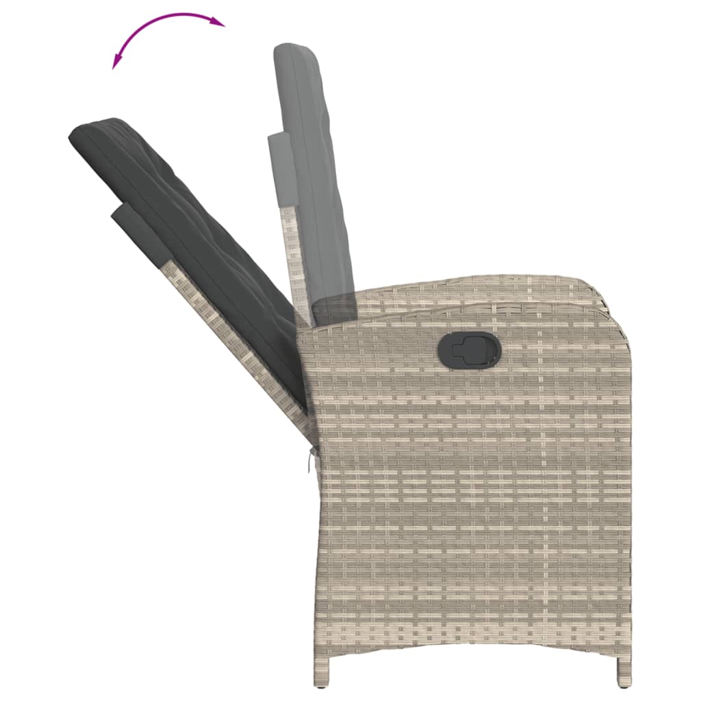5-dijelni vrtni blagovaonski set od poliratana s jastucima sivi