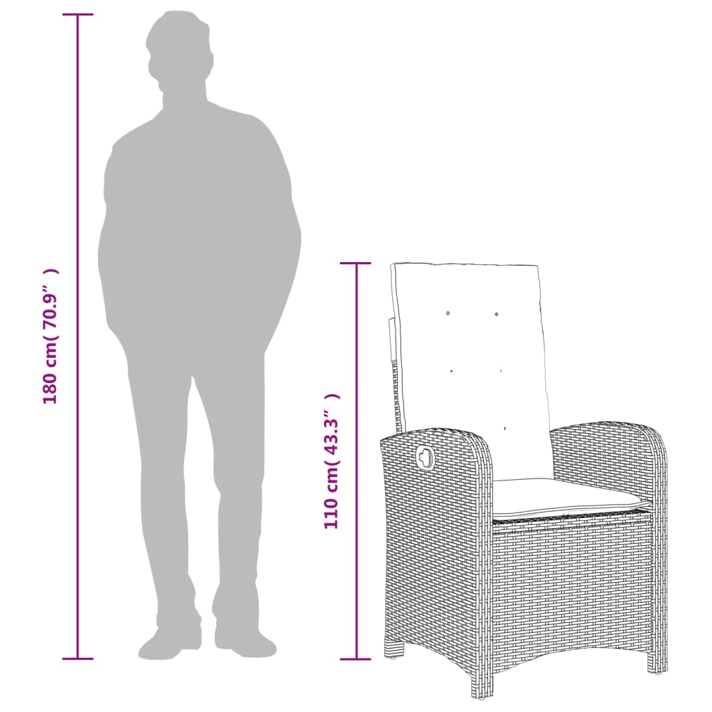 7-dijelni vrtni blagovaonski set od poliratana s jastucima sivi