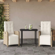 3-dijelni bistro set s jastucima bež od poliratana Dužina stola 80 cm