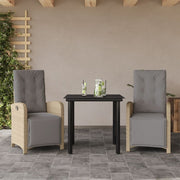3-dijelni bistro set s jastucima bež od poliratana 80 cm table length