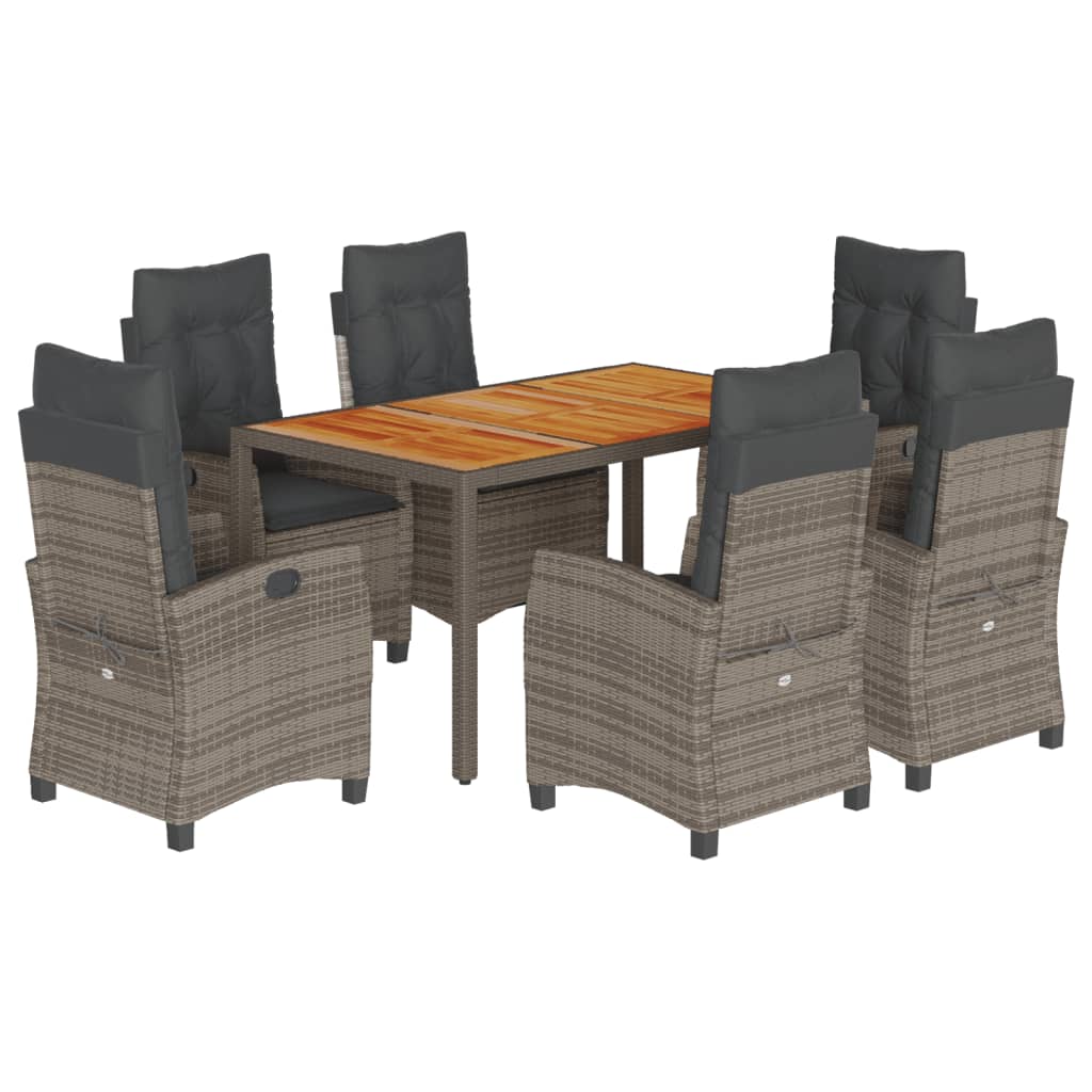 7-dijelni vrtni blagovaonski set sivi od poliratana Siva 150 cm table length