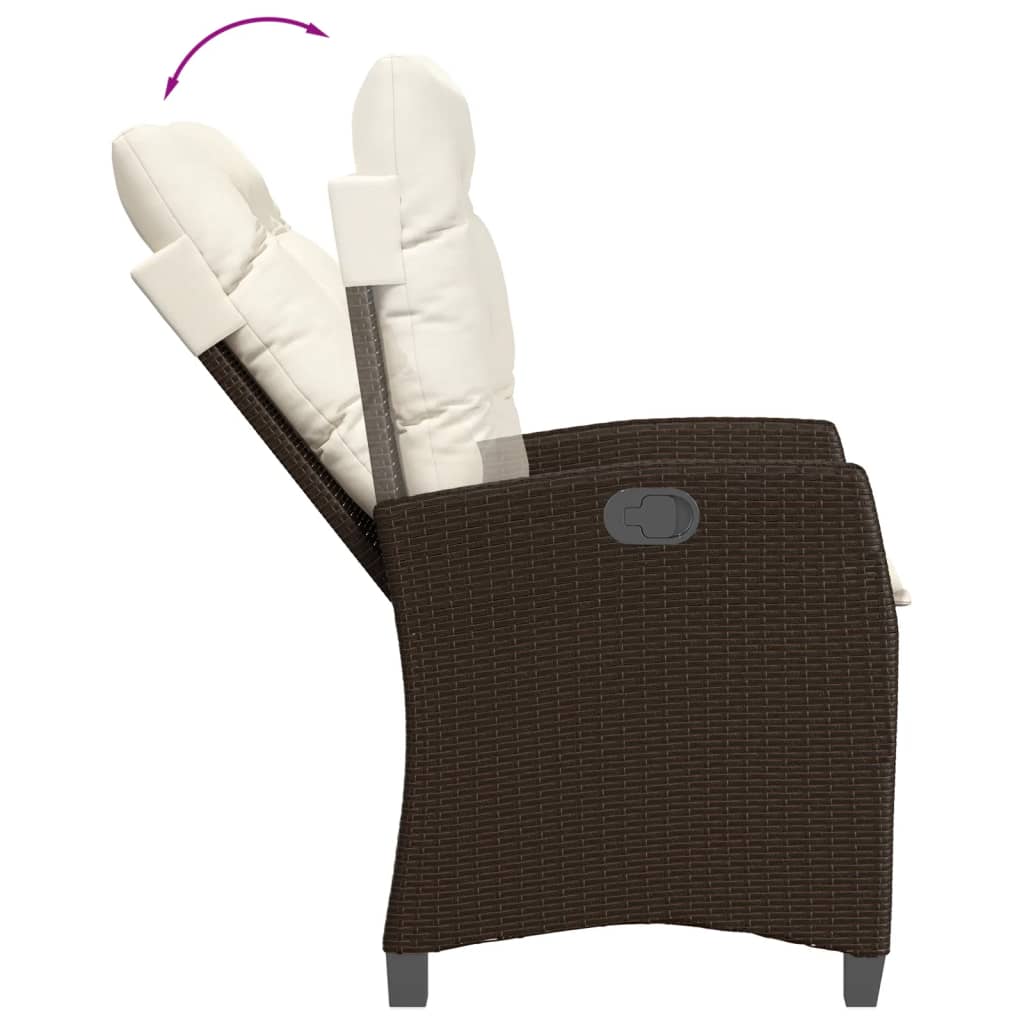 3-dijelni vrtni blagovaonski set s jastucima poliratan smeđi
