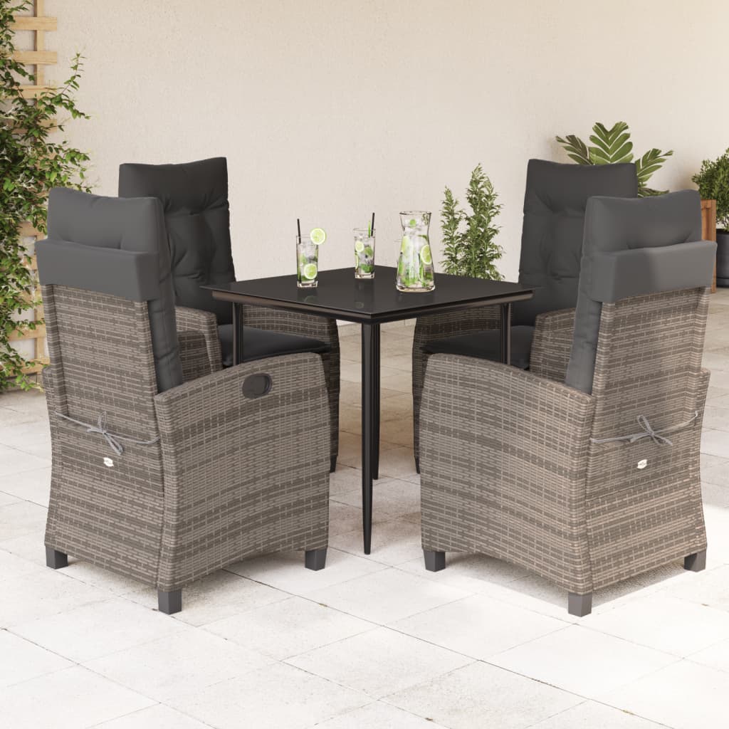 5-dijelni vrtni blagovaonski set sivi od poliratana Siva Dužina stola 80 cm