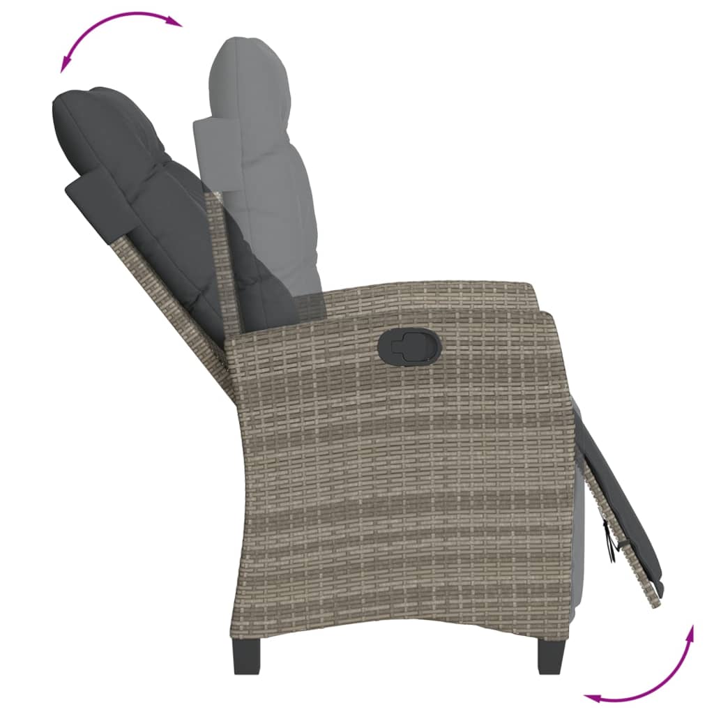 3-dijelni vrtni blagovaonski set sivi od poliratana