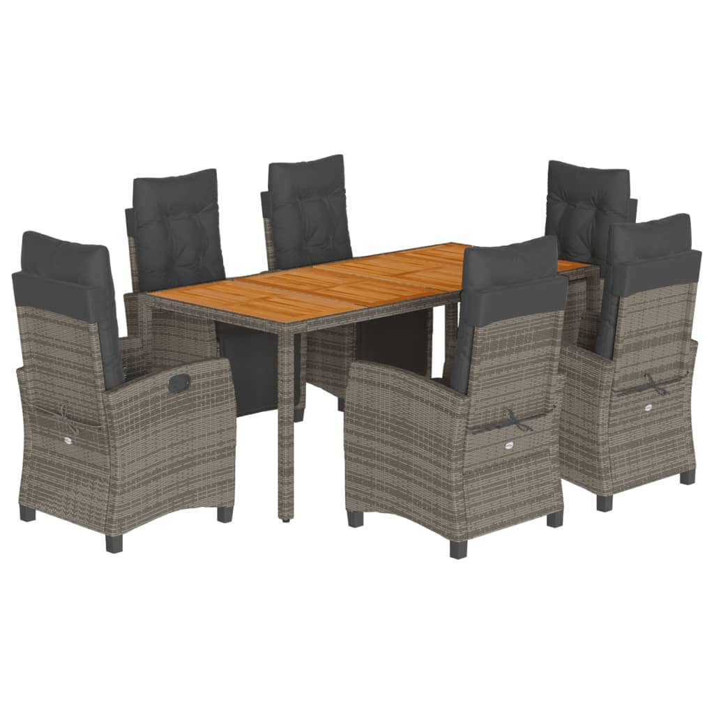 7-dijelni vrtni blagovaonski set sivi od poliratana Siva 190 cm table length