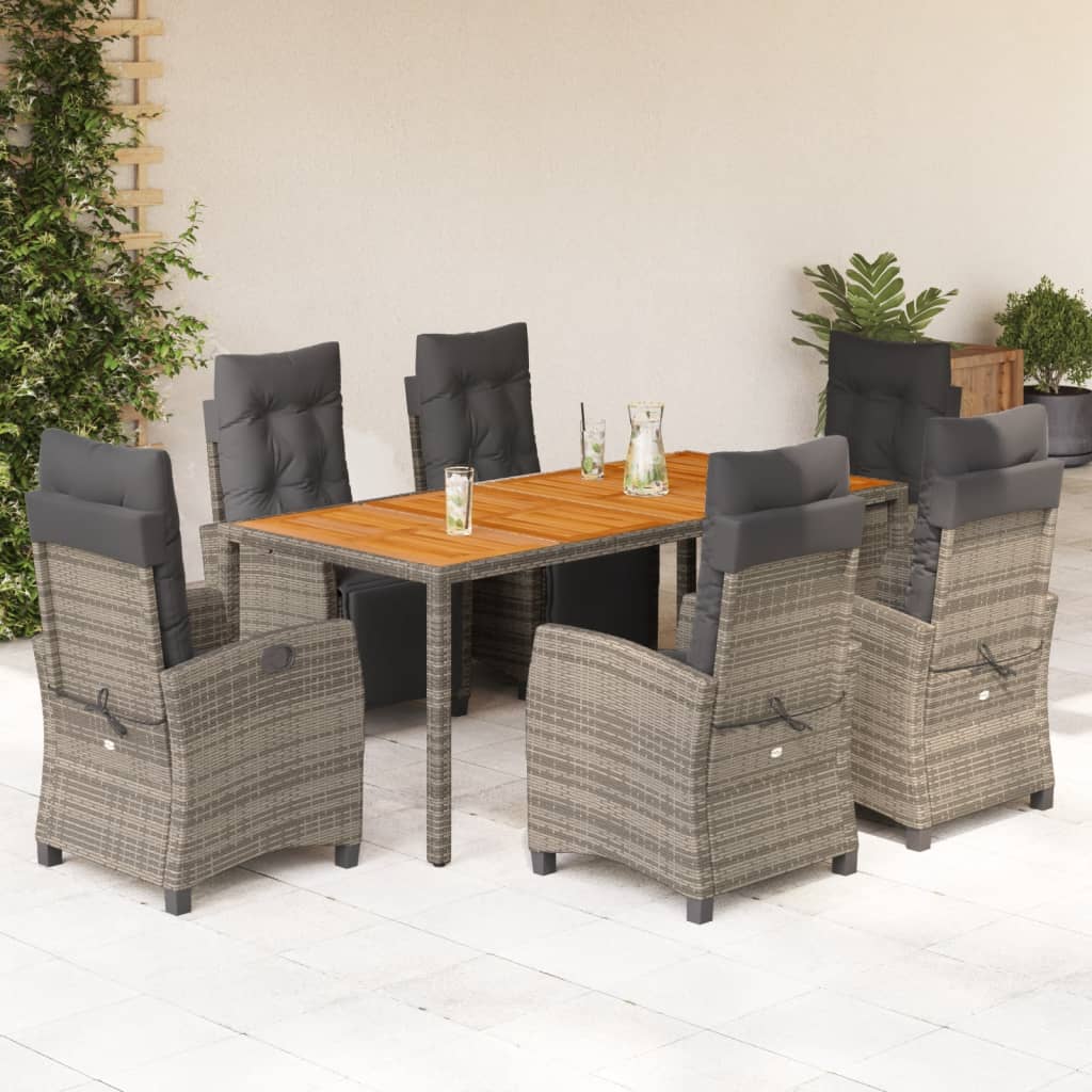 7-dijelni vrtni blagovaonski set sivi od poliratana Siva 190 cm table length