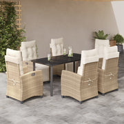 7-dijelni vrtni blagovaonski set od poliratana s jastucima bež 160 cm table length