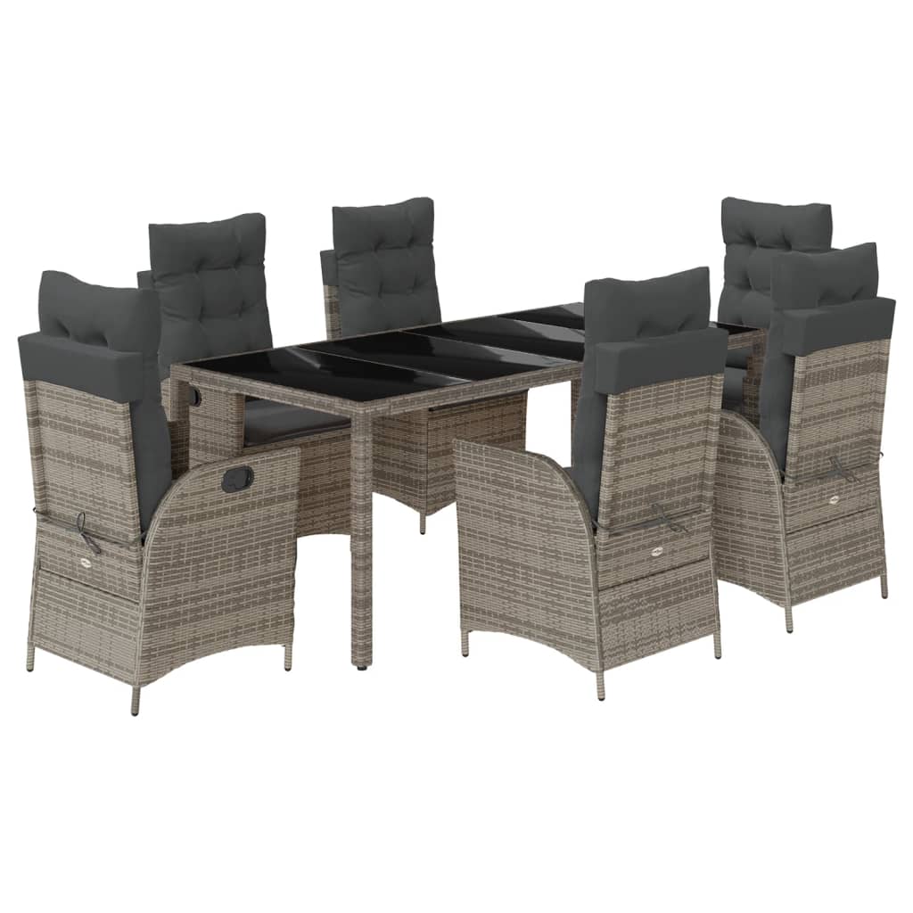 7-dijelni vrtni blagovaonski set sivi od poliratana Siva 190 cm table length