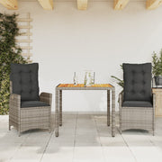 3-dijelni vrtni blagovaonski set sivi od poliratana Siva 90 cm table length