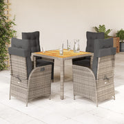 5-dijelni vrtni blagovaonski set sivi od poliratana Siva 90 cm table length