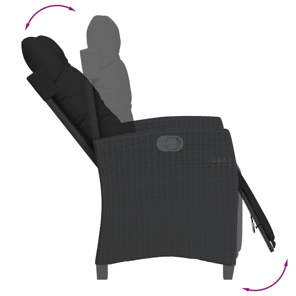 5-dijelni vrtni blagovaonski set s jastucima od poliratana crni Crna 80 x 80 x 74 cm