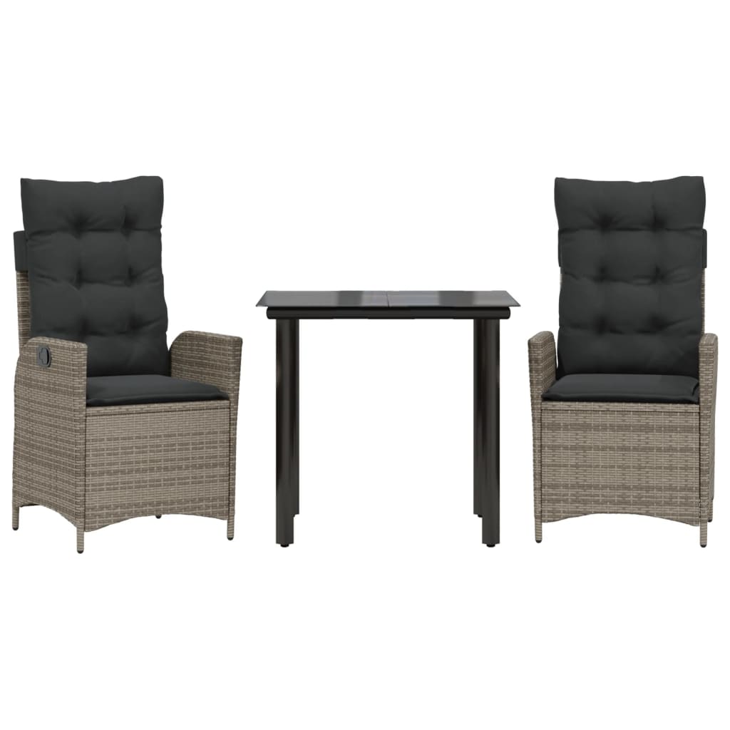 3-dijelni vrtni blagovaonski set sivi od poliratana Siva 80 x 80 x 74 cm