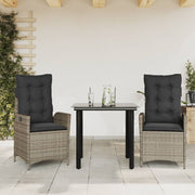 3-dijelni vrtni blagovaonski set sivi od poliratana Siva 80 x 80 x 74 cm