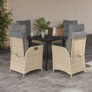 5-dijelni vrtni blagovaonski set od poliratana s jastucima bež 80 x 80 x 74 cm
